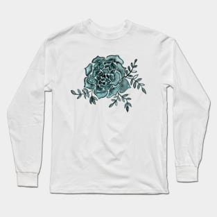 Watercolor houseleek - teal Long Sleeve T-Shirt